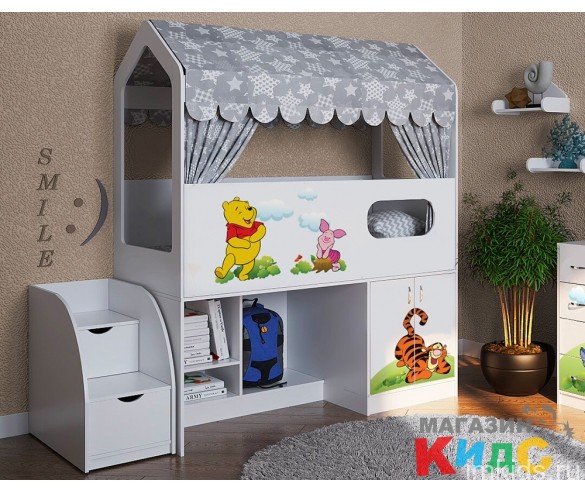 Кровать-чердак Сказка с игровой зоной 1882х2030х836 мм.