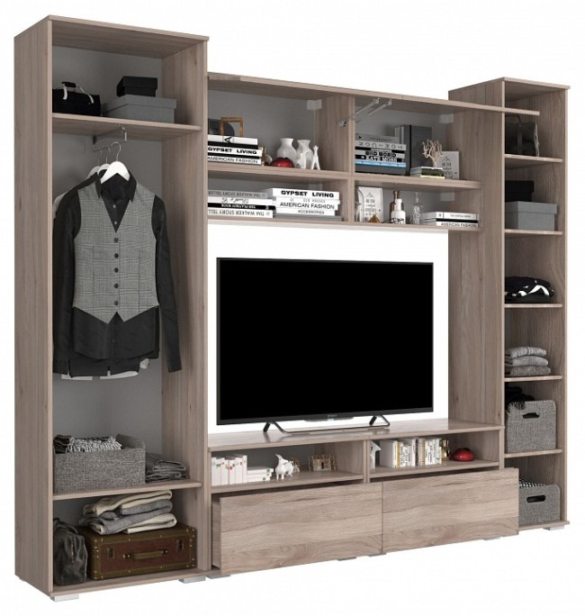 Стенка для гостиной Лайк КГ3 (дуб мария дуб мария, фуксия  )