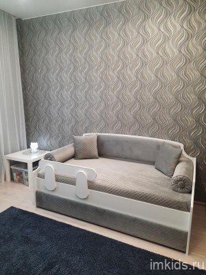 Детская кровать тахта "Медальон", серый