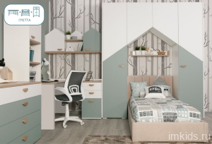 Комплект мебели серии "Гретта" серо-зеленый