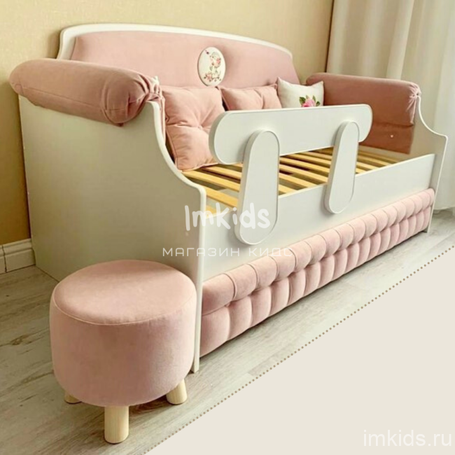 Детская кровать тахта "Тедди", цвет 027 нежный розовый.