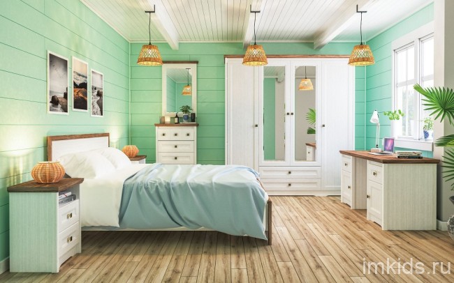 Шкаф платяной Тиволи МН-035-24 (белый, дуб стирлинг белый, зеркальный  2040x630x2200)