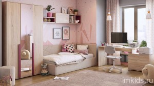 Гарнитур для детской Лайк К121 (дуб мария дуб мария, фуксия капучино )