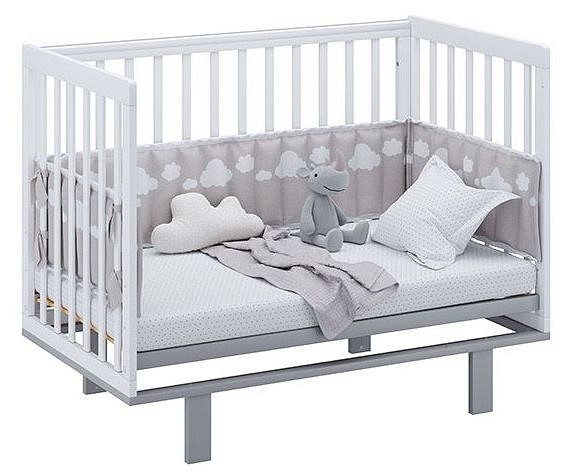 Кроватка Polini Kids Simple 340 (белый, серый 1244x644x960) Кроватка Polini Kids Simple 340 (белый, серый 1244x644x960)