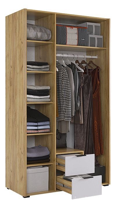 Шкаф платяной Адам (дуб крафт золотой белое дерево  1264x500x2170)