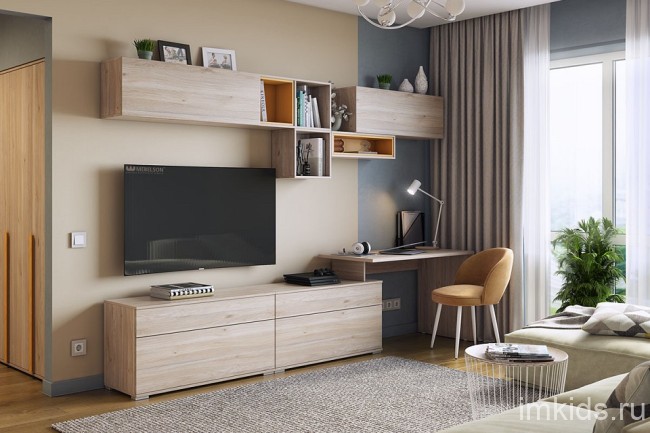 Шкаф платяной Лайк 05.01 (дуб мария горчица, дуб мария  1200x550x2100)