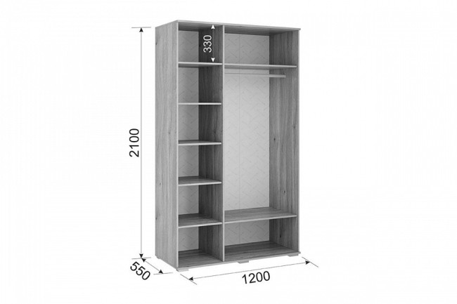 Шкаф платяной Лайк 05.01 (дуб мария горчица, дуб мария  1200x550x2100)