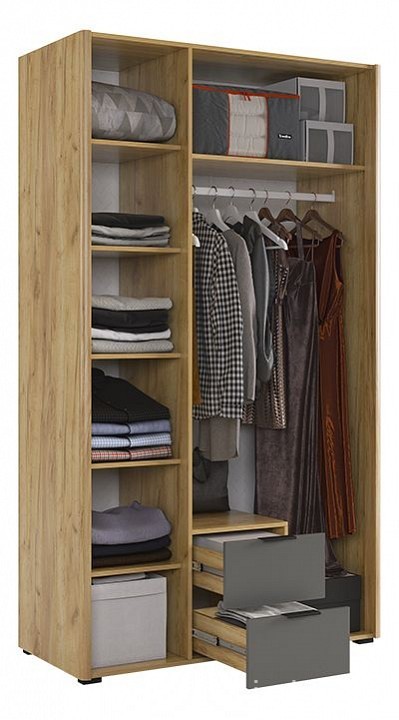 Шкаф платяной Адам (дуб крафт золотой графит  1264x500x2170)