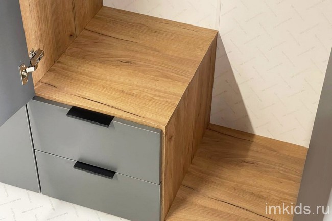 Шкаф платяной Адам (дуб крафт золотой графит  1264x500x2170)