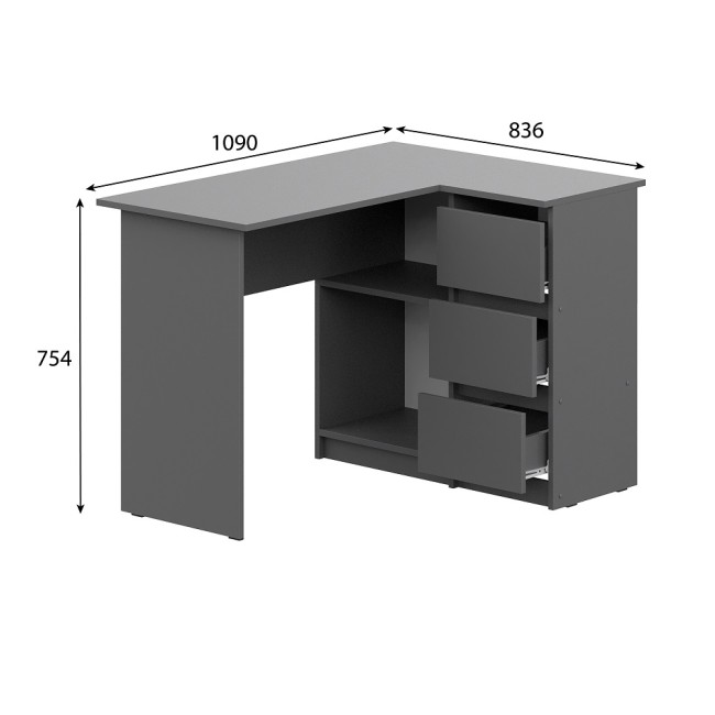 Стол угловой Денвер, графит