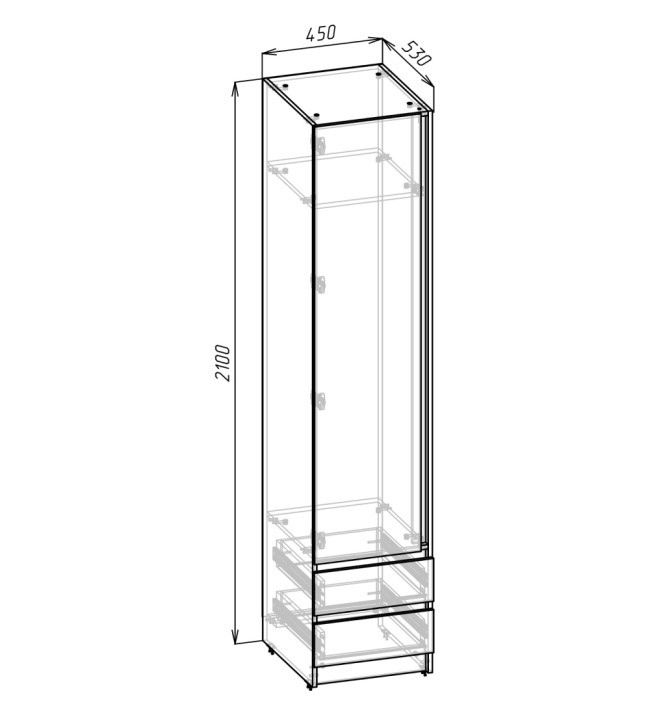 Шкаф-пенал ЗПП45-21 Зара, дуб крафт золото, крафт белый