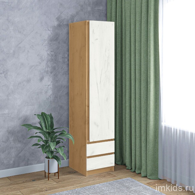 Шкаф-пенал ЗПП45-21 Зара, дуб крафт золото, крафт белый