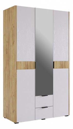 Шкаф платяной Адам (дуб крафт золотой белое дерево, зеркальный  1264x500x2170)