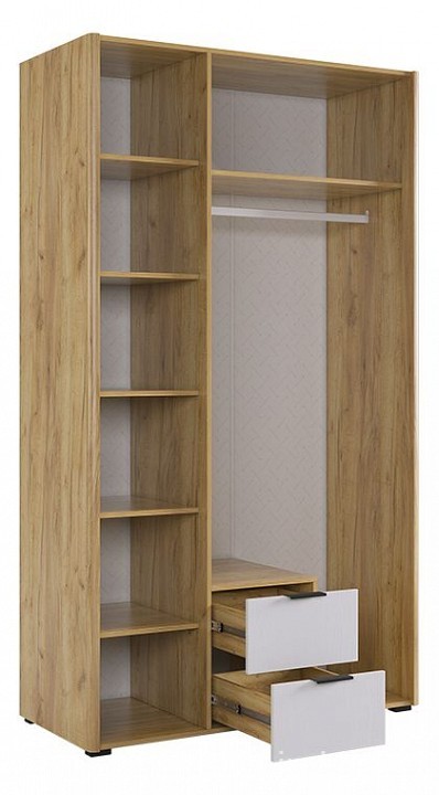 Шкаф платяной Адам (дуб крафт золотой белое дерево, зеркальный  1264x500x2170)