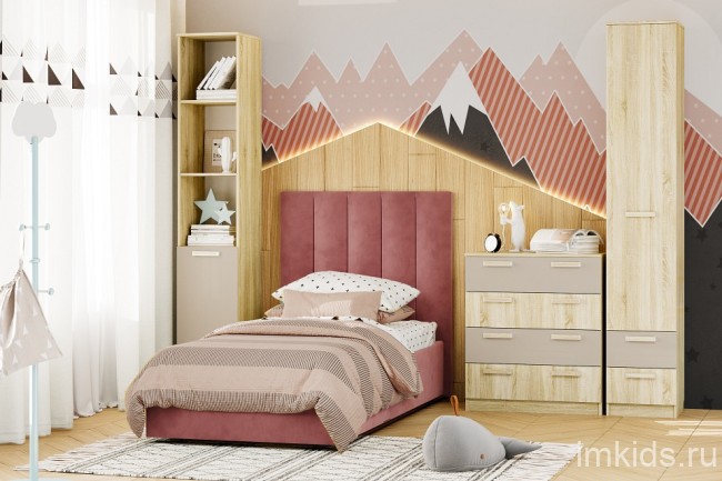 Кровать односпальная Ingrid (  коралловый Ультра коралл 2130x1120x1300)