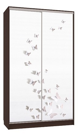 Шкаф-купе Рио 7-600 18 (венге белый с рисунком бабочки  1200x604x2305)