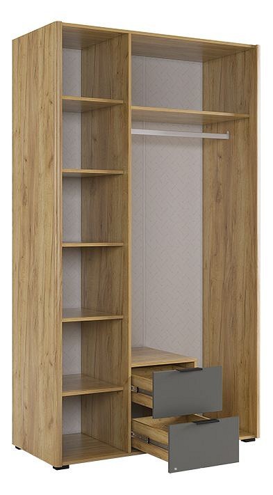 Шкаф платяной Адам (дуб крафт золотой графит, зеркальный  1264x500x2170)