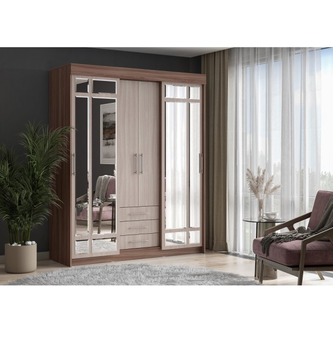 Шкаф-купе Фортуна, ясень шимо темный/ясень шимо светлый