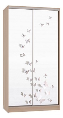 Шкаф-купе Рио 7-600 18 (дуб млечный белый с рисунком бабочки  1200x604x2305)