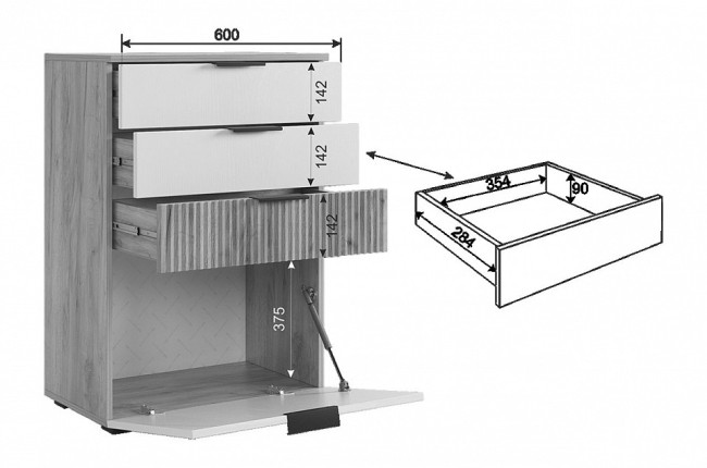 Комод Бери (дуб крафт золотой белое дерево 600x354x863) Комод Бери (дуб крафт золотой белое дерево 600x354x863)